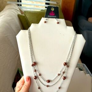 Multi strand, brown pearl necklace